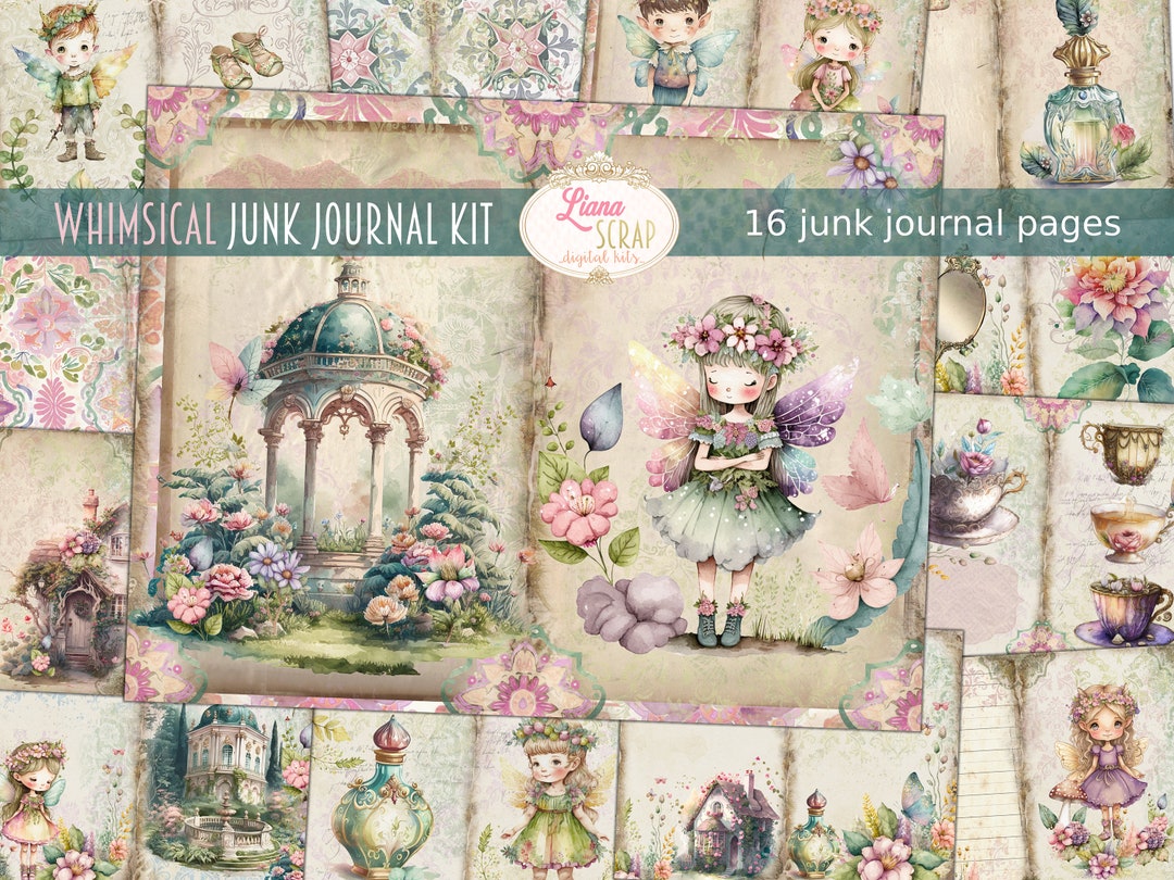 Whimsical Fairy Junk Journal Kit, Floral Collage (digital Download) - Etsy