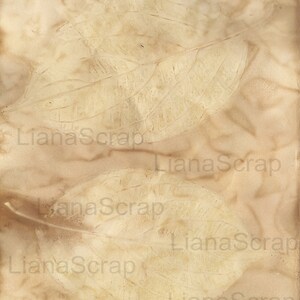 May include: A close-up of a textured, beige paper background with two leaf imprints. The paper has a faded, vintage look.