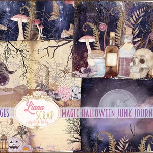 Magic Halloween Junk Journal Digital Kit Printable, Halloween Collage Sheets, Digital Junk Journal, Junk Journal Paper
