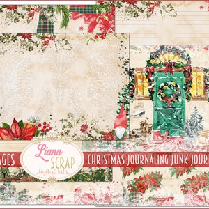 Christmas Journaling Junk Journal Kit, Christmas Collage Printables, Digital Christmas Kit, Junk Journal Paper