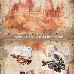 Wizards and Books Junk Journal Digital Kit Printable, Wizard Digital ...