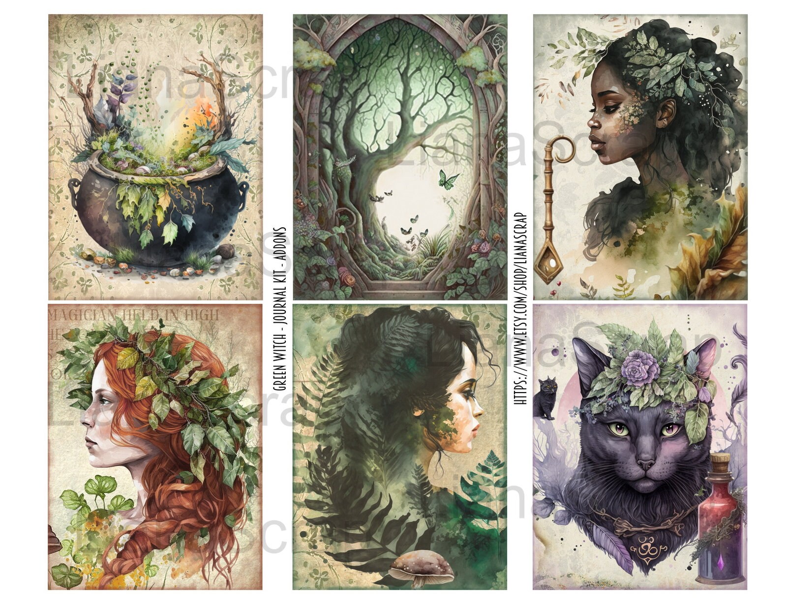 Grüne Hexe Junk Journal ADDON Kit Zauberbuch Hexe Collage - Etsy.de