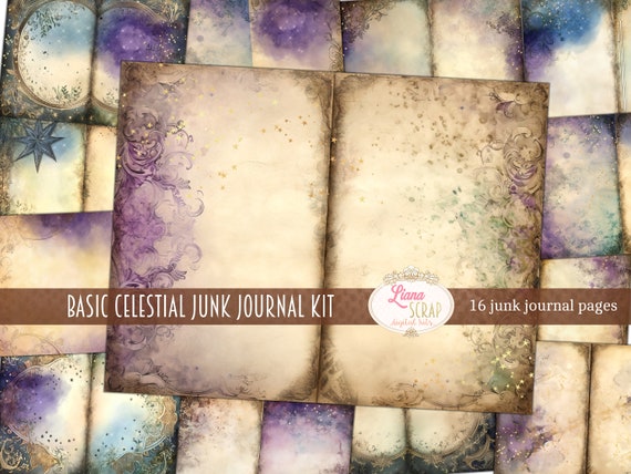 Celestial Junk Journal Paper Kit, Galaxy Theme (Digital Download)