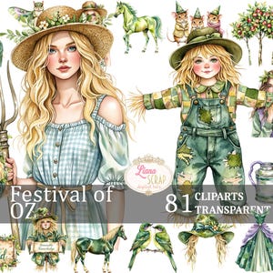 Festival of OZ 81 Clipart Bundle - Wizard of Oz PNG, Digital Paper Crafts, Planner Stickers, Transparent Background, storybook, fairytale