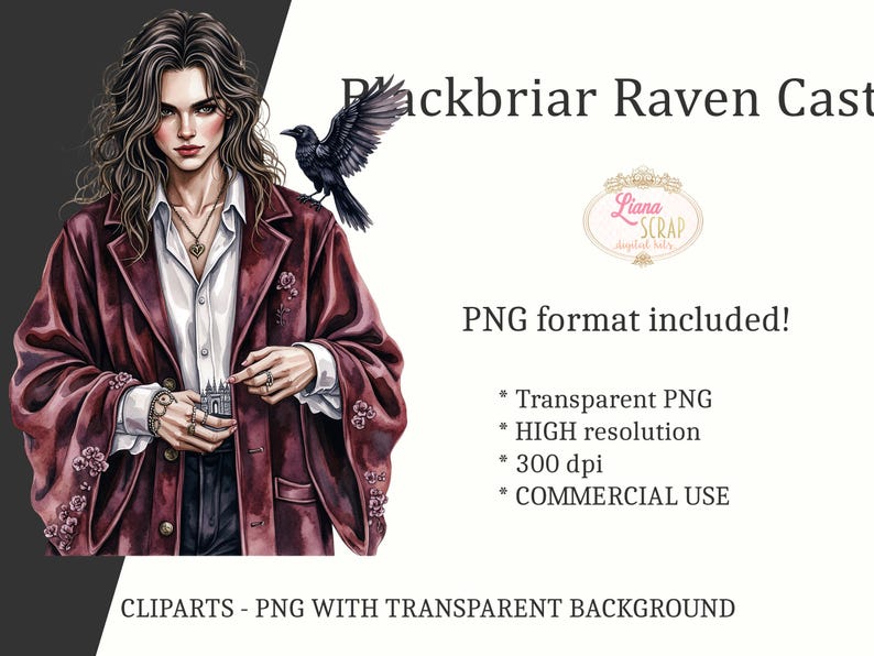 Conjunto de imágenes prediseñadas de Castillo de Cuervo Gótico – Dark Academia (94 piezas) imagen 5
