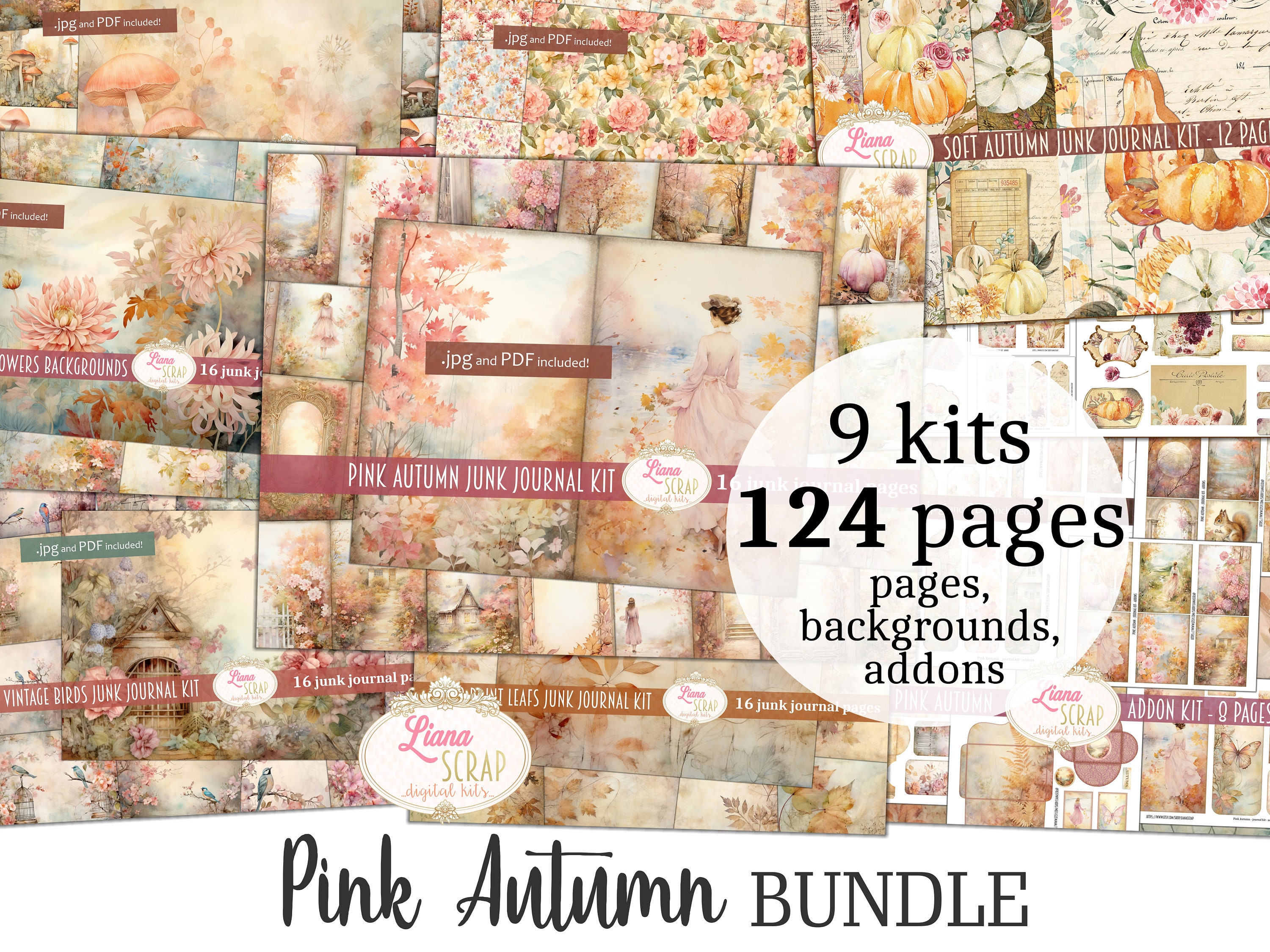 Cute Autumn Junk Journal  Kawaii Digital Paper - Inspire Uplift