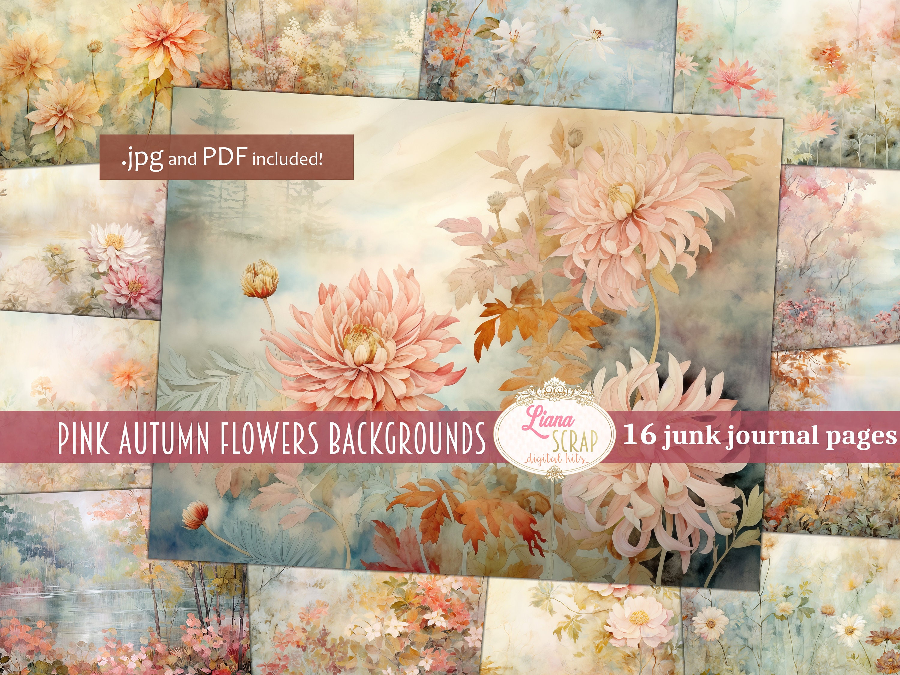 Cute Autumn Junk Journal  Kawaii Digital Paper - Inspire Uplift