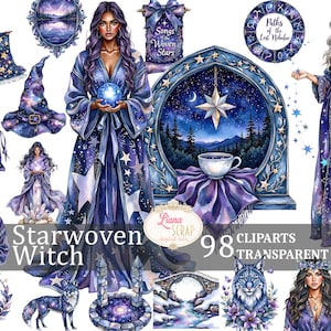 Images clipart tressées sorcière 98 PNG Transparent Art numérique Witchcore céleste mystique planificateur Stickers Scrapbooking dessins et modèles numériques