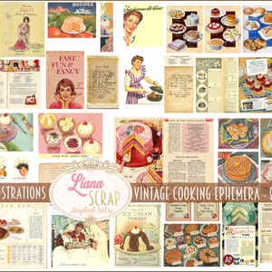 Vintage Kochen Ephemera Printables, Kochen und Backen Digitale Collage Sheets, Vintage Lebensmittel Ephemera, Junk Journal Papier