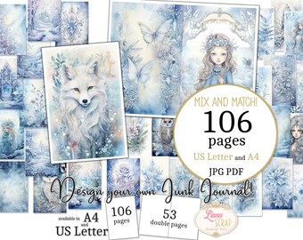 Winter Junk Journal Pages – Woodland Forest, 106 Designs (PDF & JPG)