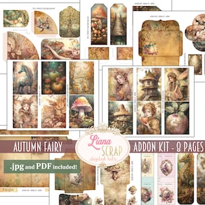 Autumn Fairy Junk Journal ADDON Kit, Fantasy Fairy Collage Printables, Digital Fairy Kit, Fairy Seasons Collection Ephemera