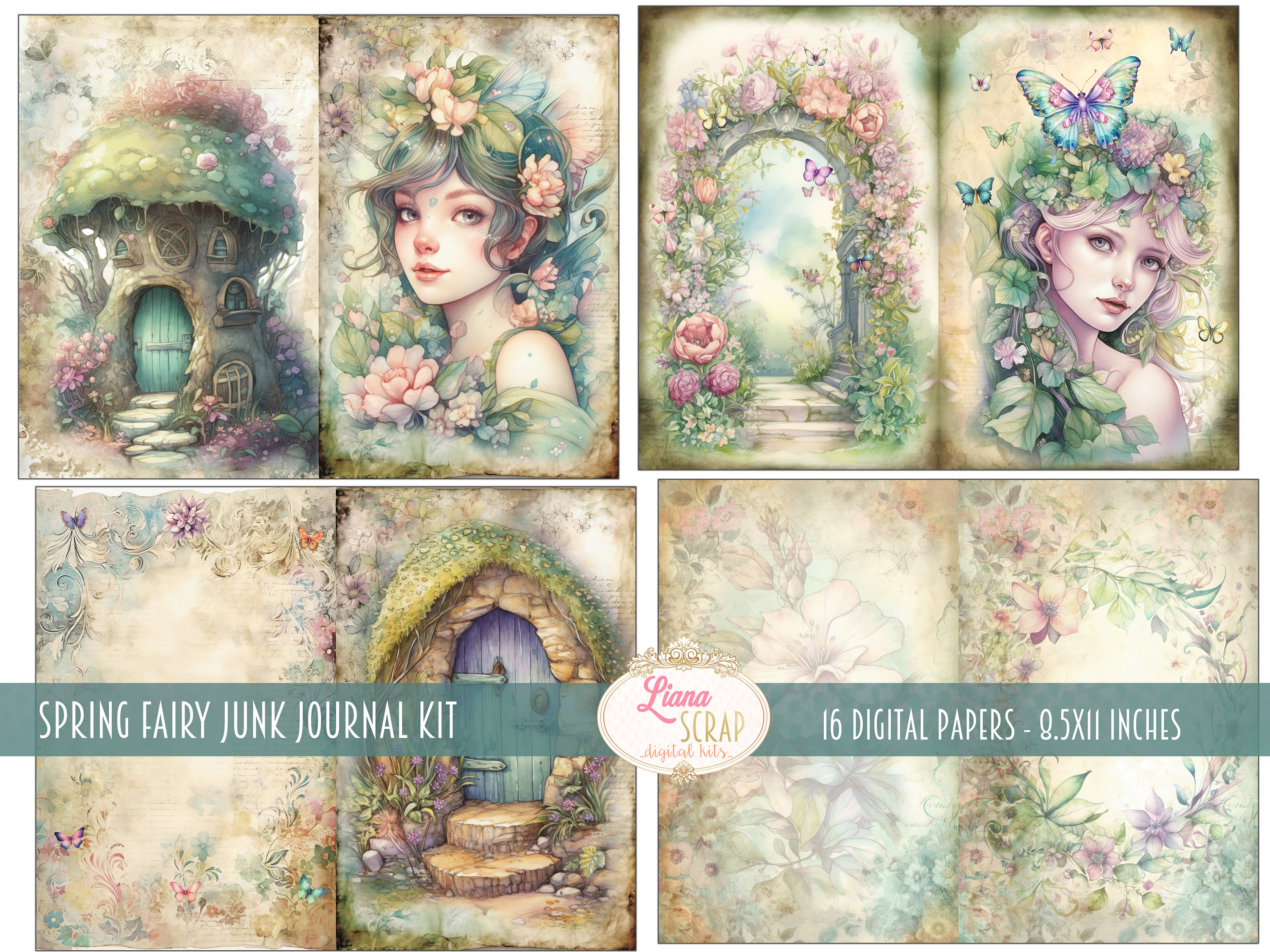 Spring Fairy Junk Journal Kit, Fantasy Collage Pages (PDF) - Etsy