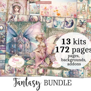 Fantasy Junk Journal BUNDEL - 13 kits, Fantasy Collage Printables, Grillige Digitale Kit, 172 magische junk journal-pagina's