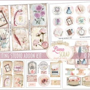 Writing Studio Addon Digital Kit Printable, Books and Journaling Digital Collage Sheets, Writing Studio Ephemera, Junk Journal Paper