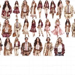 Autumn Fashion Clipart Set – Trendy Fall Outfits PNG (Digital Planner Stickers) image 3