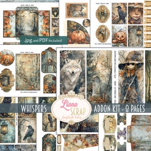 Kit ADDON per diario spazzatura Whispers, stampabile Foresta di Halloween, carta per diario spazzatura autunnale, effimeri Fantasy Haunted Woods Fussy Cuts
