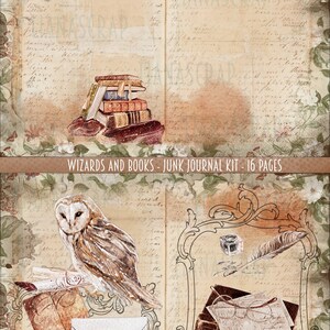 Wizards and Books Junk Journal Digital Kit Printable, Wizard Digital ...