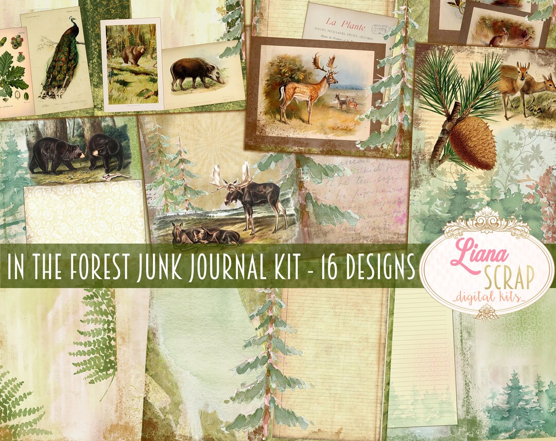 Forest Animals Junk Journal Kit – Vintage Illustrations (digital ...