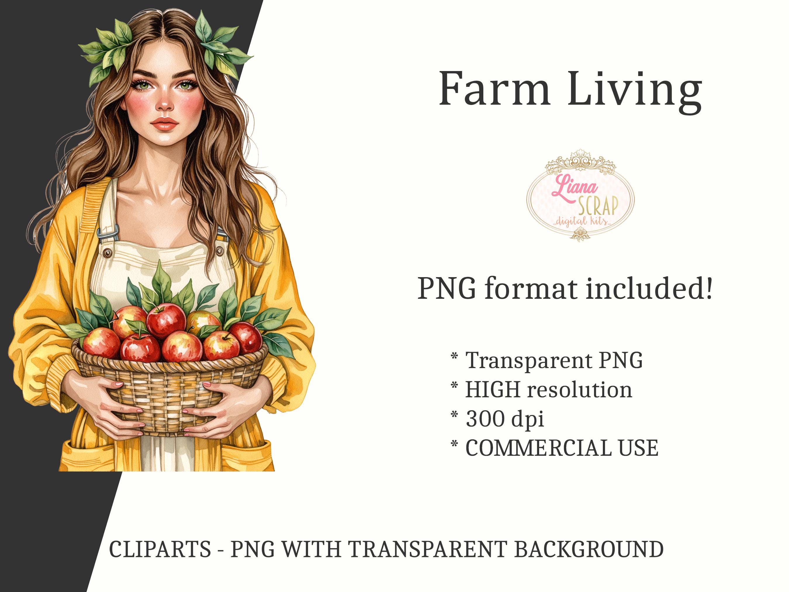 Watercolor Farm Animals Clipart Set – Floral PNG Graphics (digital ...