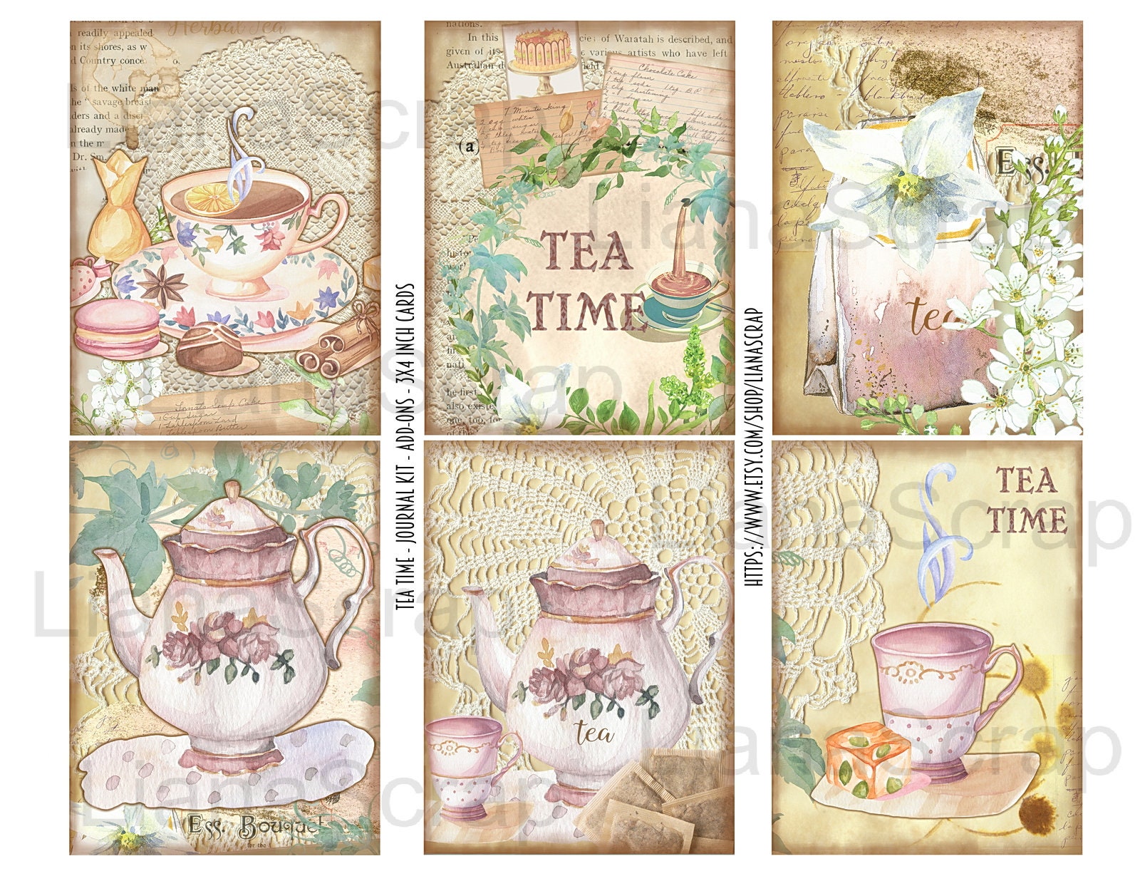 Tea Time Junk Journal Digital Kit Tea and Herbs Printable Etsy