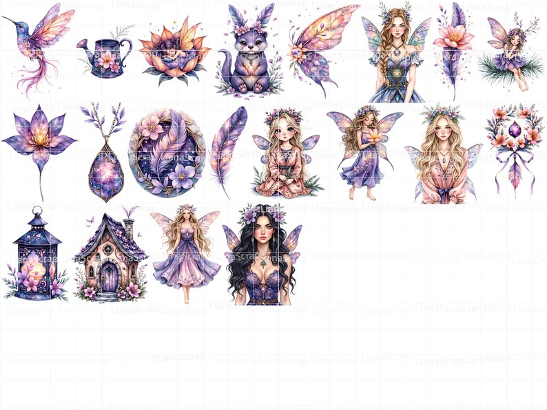Floral Fairy Clipart – Watercolor PNG Graphics, Fantasy Art (86 Images ...