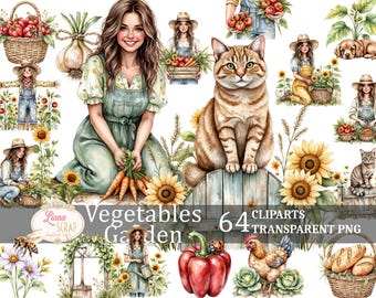 Grönsaker Trädgård Clipart - Bondgårdsfrukter, Blommor, Trädgårdsgrafik - 64 bilder