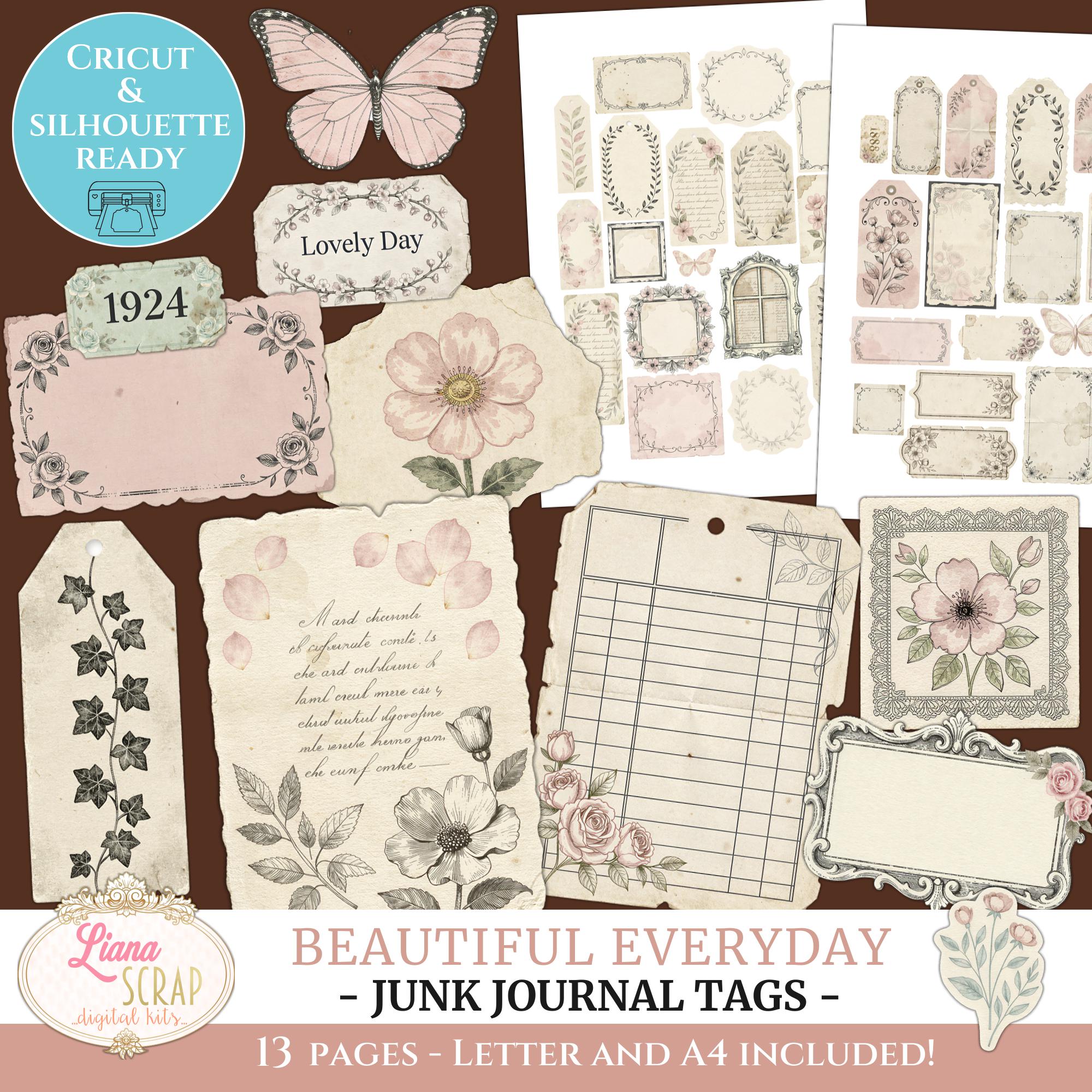 Beautiful Everyday Junk Journal Tags Vol. 1, Printable Vintage ...