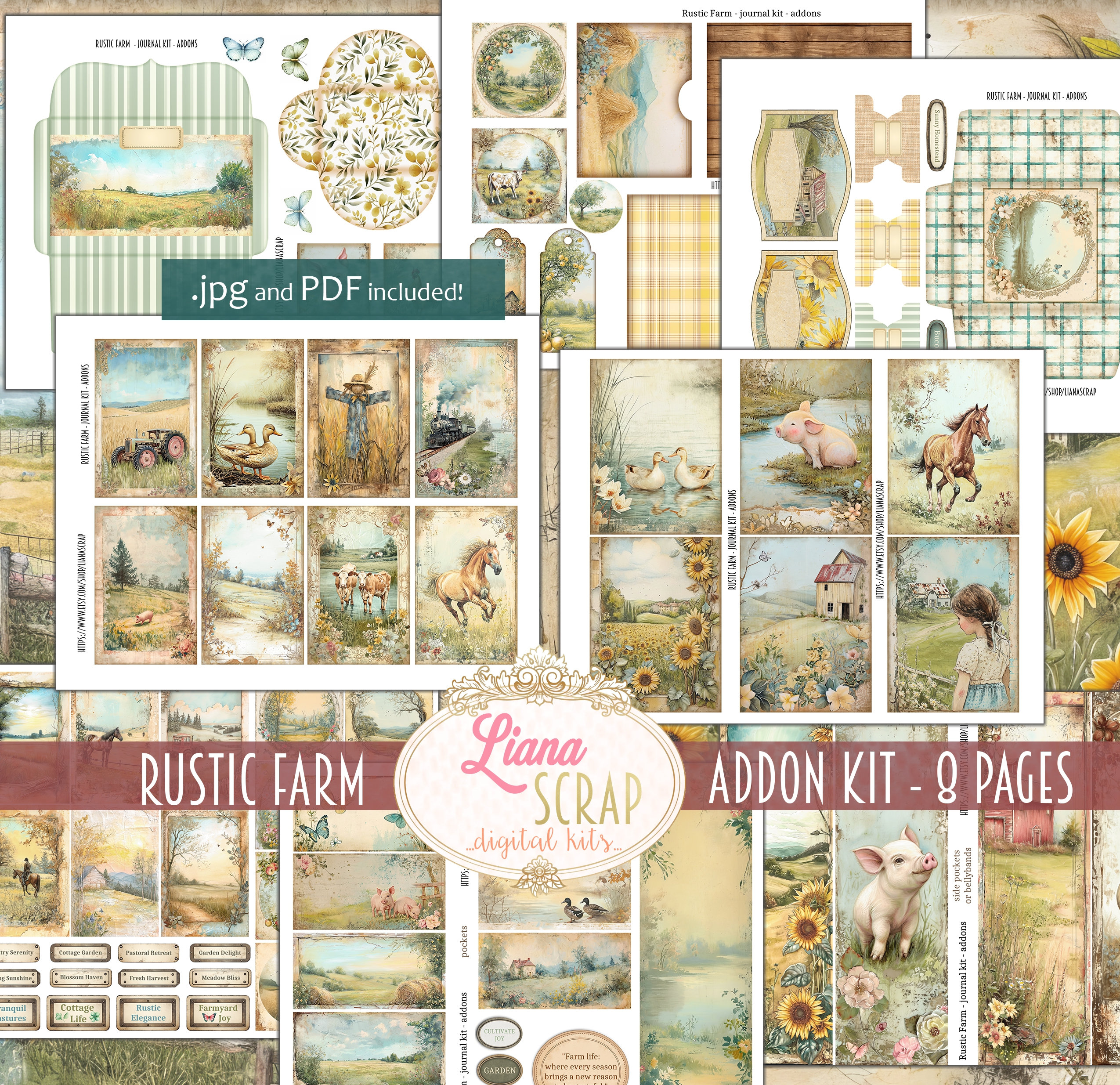 Rustic Field Journal Rustic Farm Junk Journal ADDON Kit, Cottagecore Ephemera (digital ...