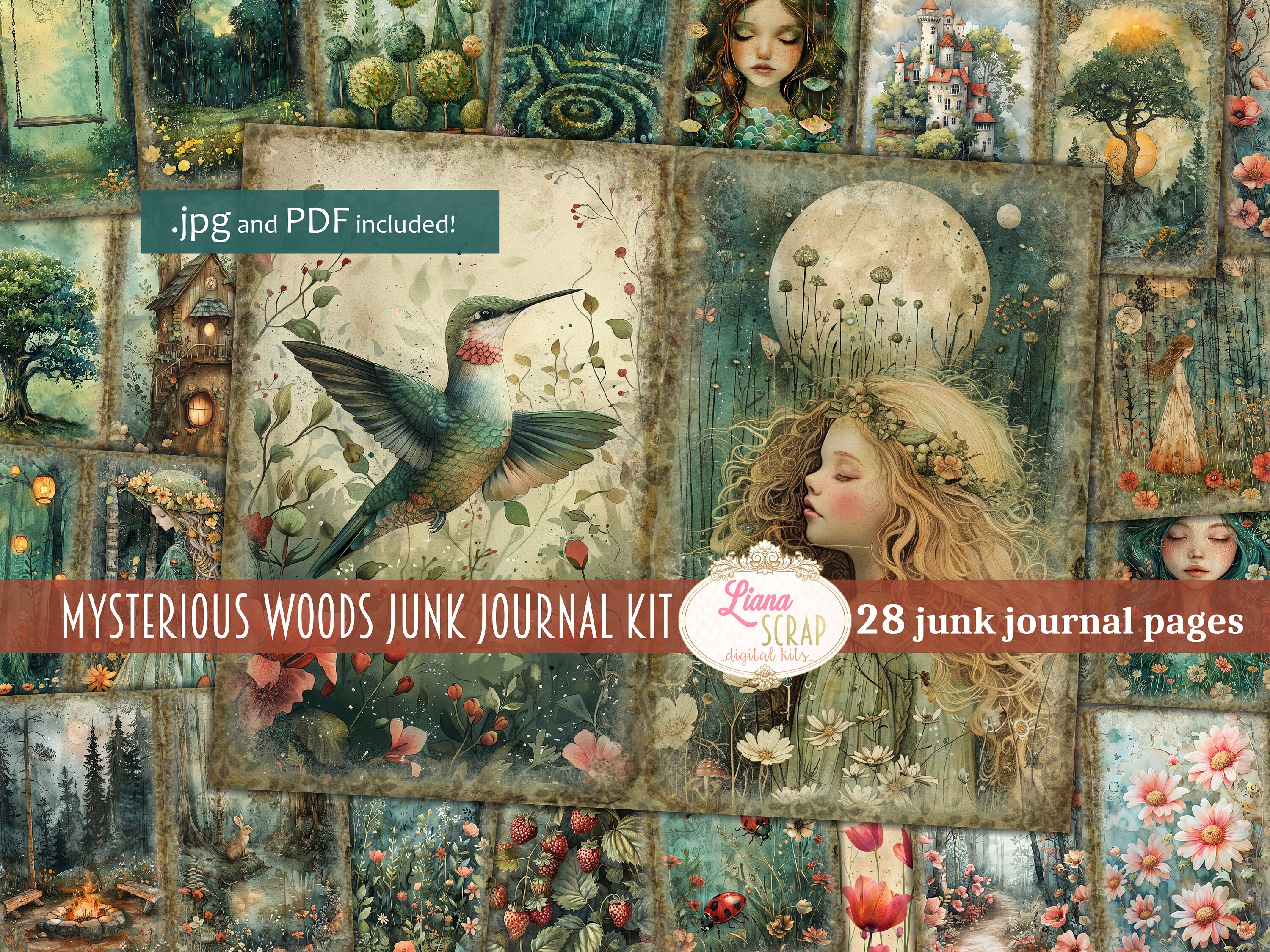 Mysterious Woods Junk Journal Kit, Fairytale Forest Paper (PDF) - Etsy