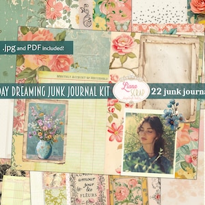 Kit per diario spazzatura digitale che sogna ad occhi aperti, collage decorativo stampabile, kit digitale, carta per diario spazzatura digitale