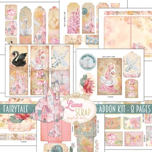 Fairytale Junk Journal ADDON Kit Afdrukbaar, Prinses Digitale Collagebladen, Princess Junk Journal Ephemera, Junk Journal Ephemera