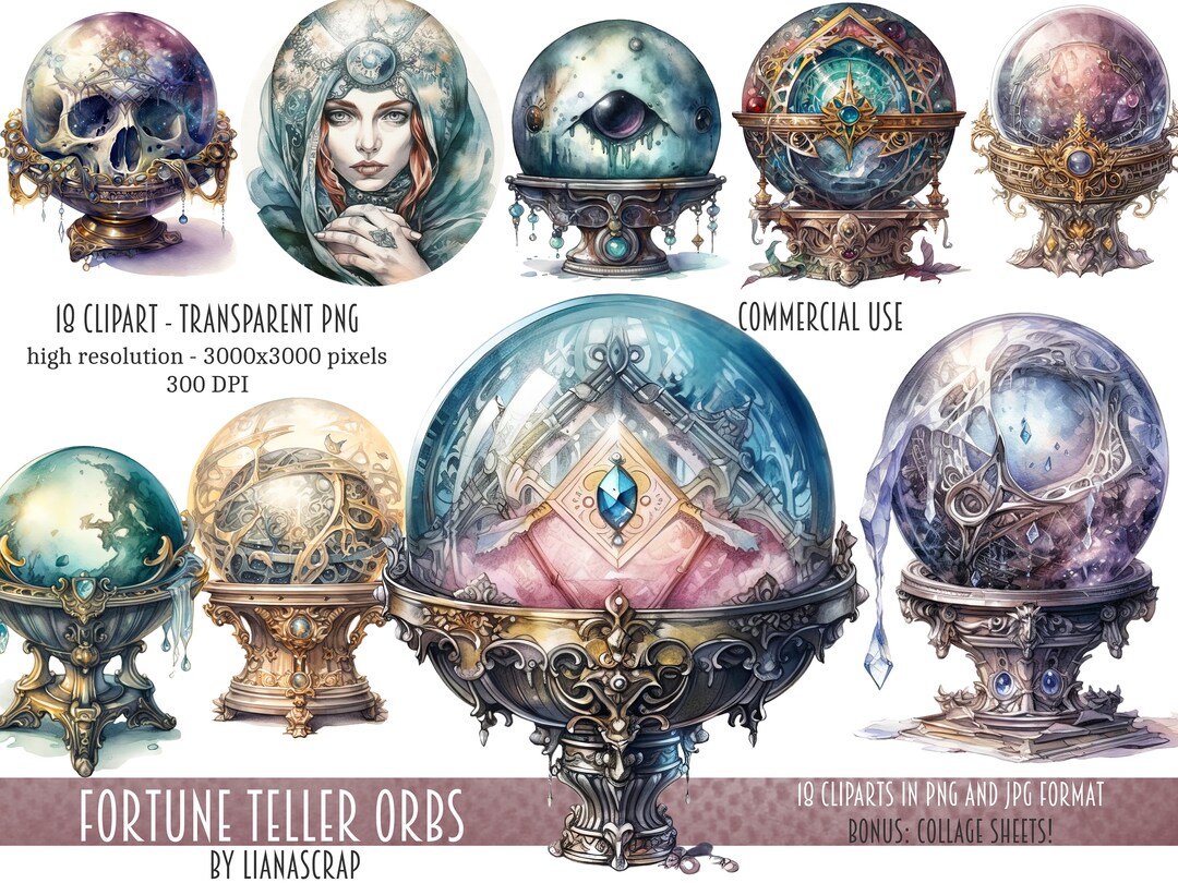 Fortune Teller Orbs Clipart PNG Set 18 Magical Orbs Clipart Etsy