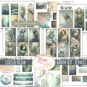 Verfluchter Ozean Digital Junk Journal ADDON Kit, Haunted Underwater Collage Printable, Under The Sea Skeleton Digital Paper, Halloween Ephemera