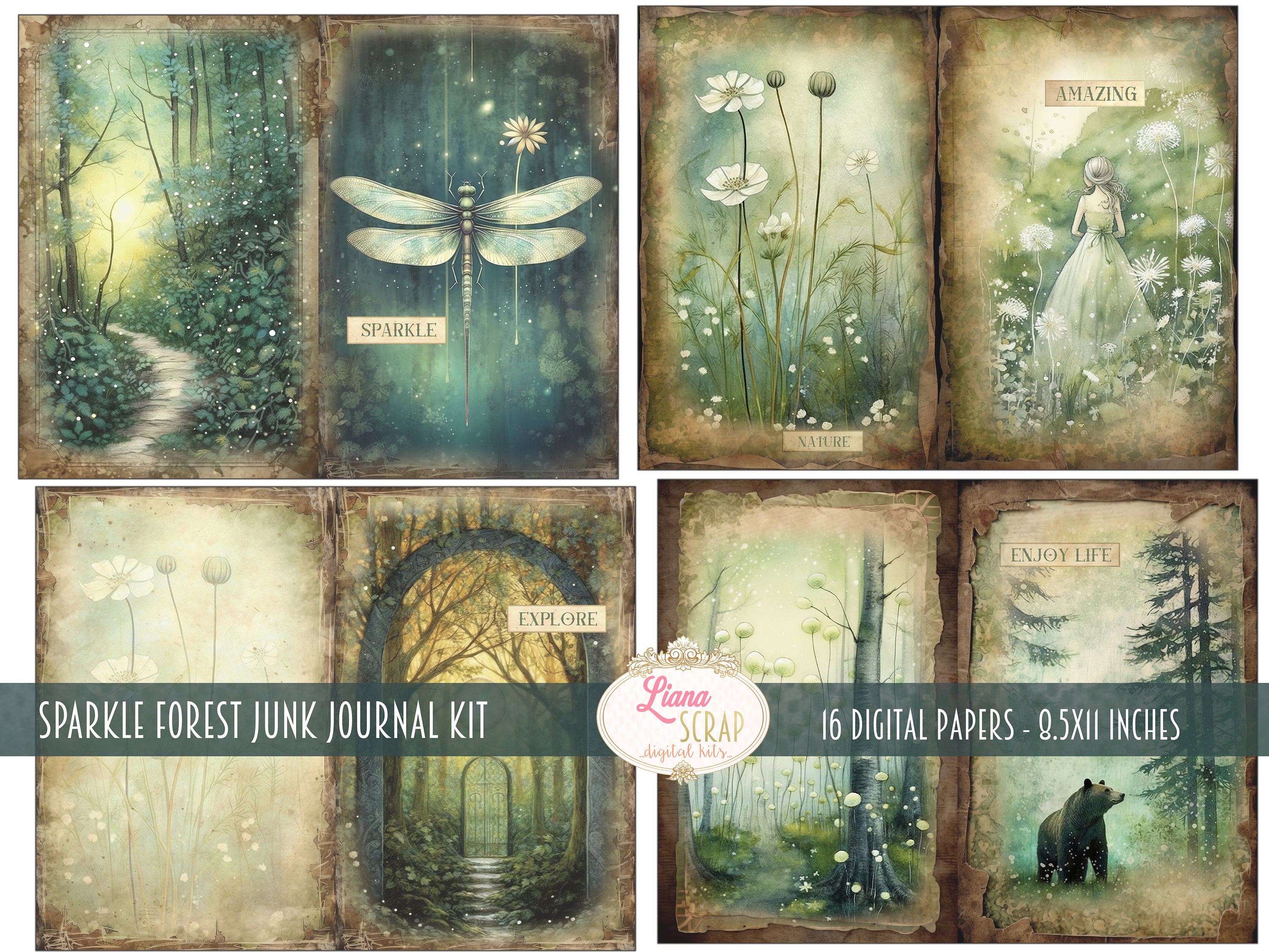 Sparkle Forest Junk Journal Kit, Enchanted Printables (PDF) - Etsy