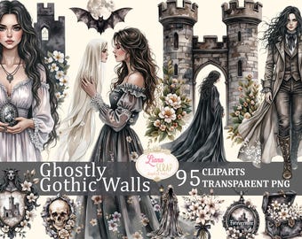 Gothic Clipart Set – 95 Dark Academia PNG Images (Digital Download)