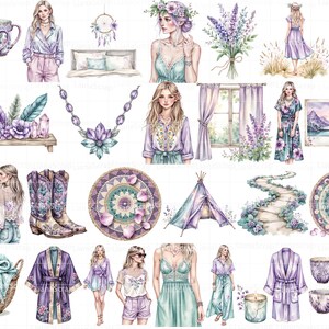 Bohemian Endeavors 90 Digital Clipart Set PNG Boho Fashion Desert Graphics, boho planner designs image 3