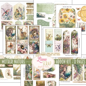 Moeder Natuur Junk Journal ADDON Kit, Natuur Collage Printables, Digitale Natuur en Bos ADDON, Flora en Fauna Junk Journal Ephemera