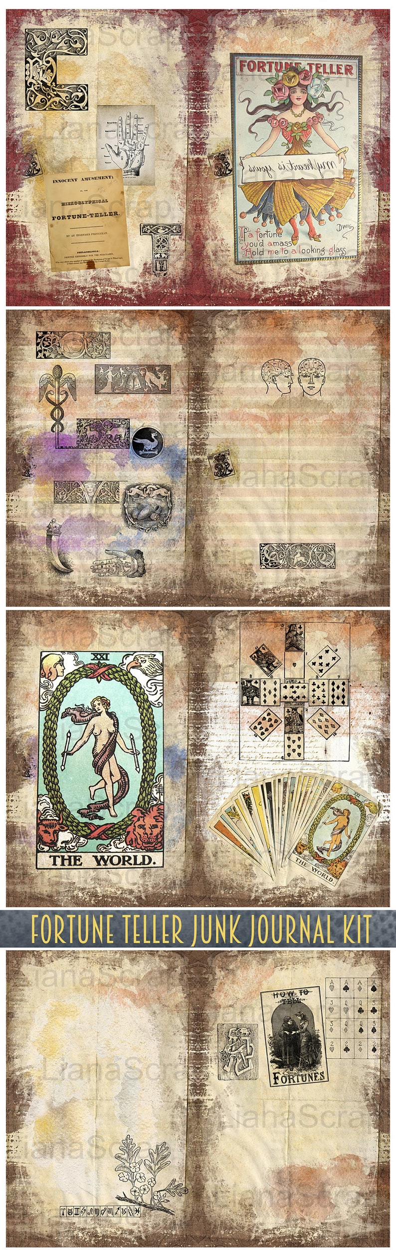 Fortune Teller Junk Journal Kit, Esoteric Ephemera (digital Download ...