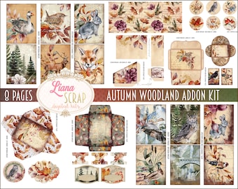 Autumn Woodland ADDON Junk Journal Digital Kit Imprimable, Automne Éphémères et Imprimables, Junk Journal Paper