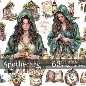 Boticário Clipart - Herbal Witchcraft Botanicals Arte Digital - 63 imagens