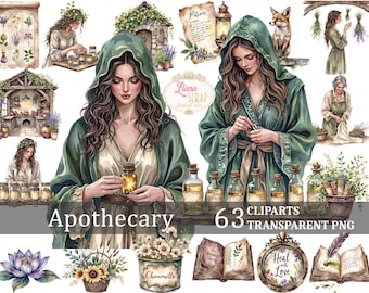 Apotheker Clipart - kruidenhekserij Botanicals Digital Art - 63 afbeeldingen