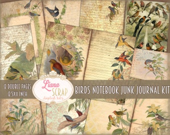 Birds Nature Junk Journal Kit, Vintage Printables (Digital Download)