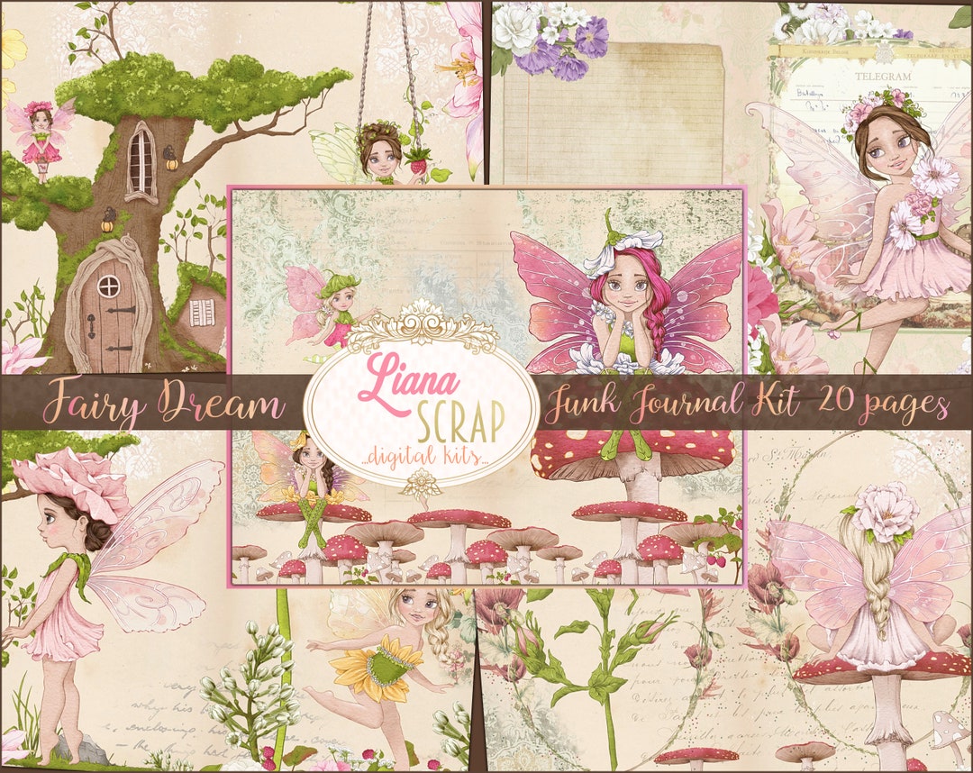 Fairy Dream Junk Journal Kit, Whimsical Digital Collage (digital ...