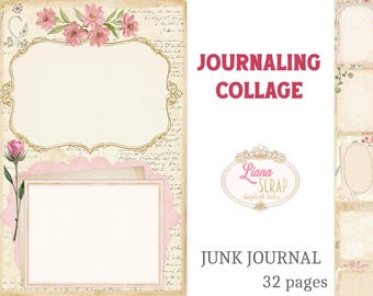 Vintage Floral Junk Journal Kit – 32 Printable Pages (Digital Download)