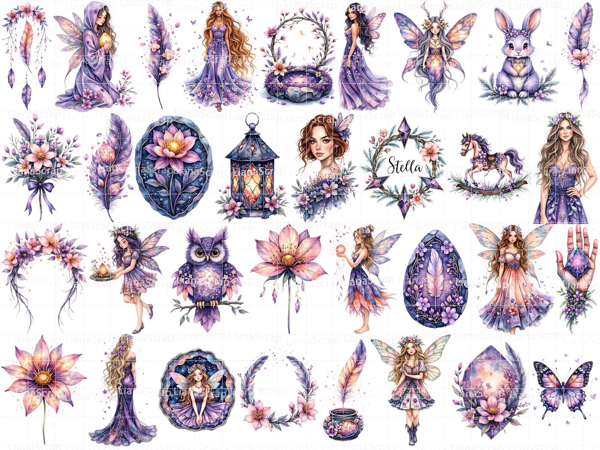 Floral Fairy Clipart – Watercolor PNG Graphics, Fantasy Art (86 Images ...