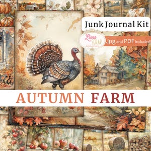 Kit digital de diario basura de granja otoñal, collage imprimible de Cottagecore Country Living, kit de animales de granja, papel de diario basura de jardín de cabaña