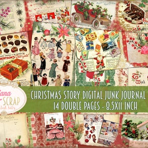 Christmas Story Digital Junk Journal Kit, Christmas Collage Printables, Digital Christmas Kit, Junk Journal Paper
