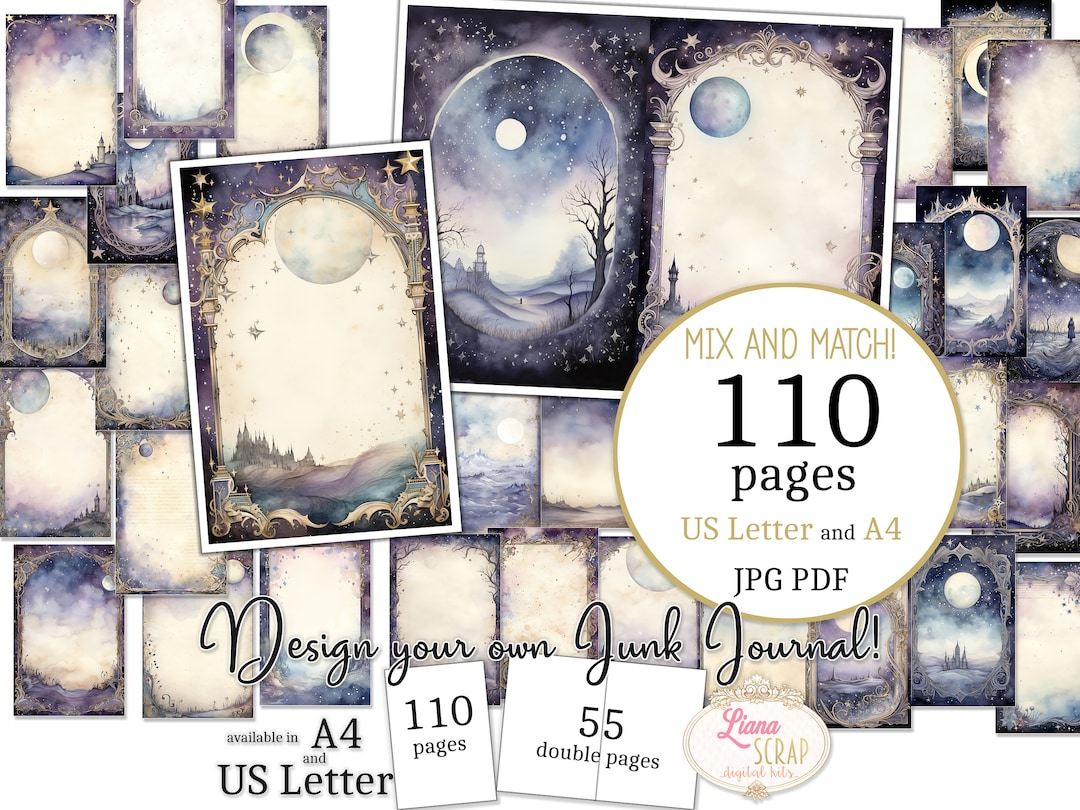 Starry Night Junk Journal Pages – Moonlight, Celestial (PDF & JPG) - Etsy