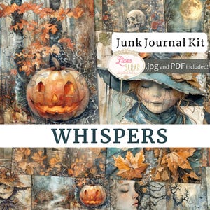 Kit diario spazzatura Whispers, stampabile foresta di Halloween, carta per diario spazzatura autunnale, boschi infestati fantasy