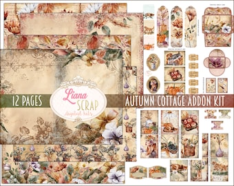Autumn Cottage Junk Journal Kit ADDON, Ephemera Printables (Digital Download)